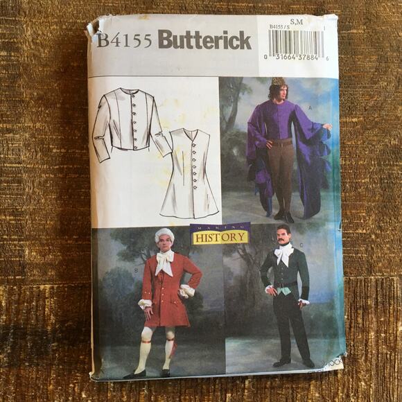 Butterick Sewing Pattern B4155 Mens Making History Hamilton Costume S M UNCUT - Picture 1 of 3